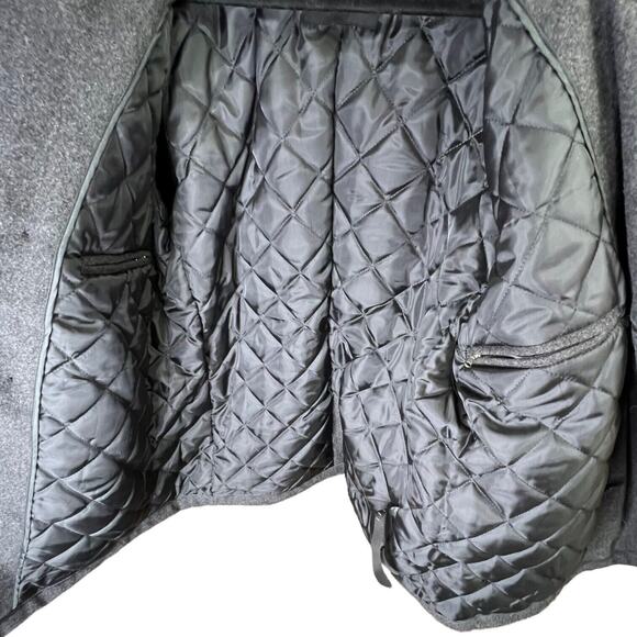 Surplus Raw Vintage Mens Wool Blend Gray Double Breasted Pea Coat Large - Picture 7 of 9